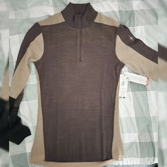 Smartwool | Intraknit Thermal Merino Base Layer Colorblock 1/4 Zip Size Small - Picture 1 of 4